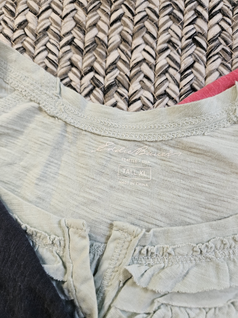 Set Of 3 Eddie Bauer Ruffled Button-Front Tees in Pink Mint And Blue TXL - Picture 4 of 5